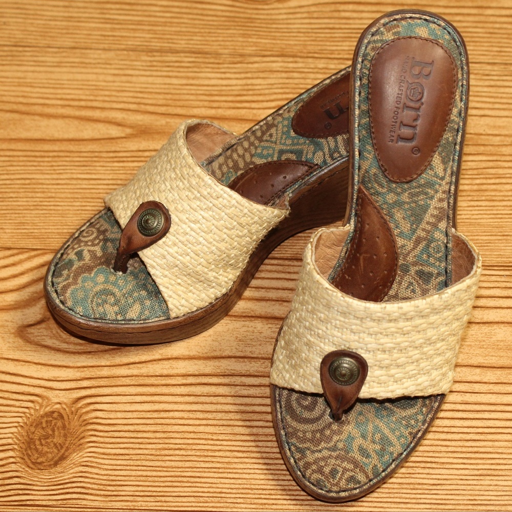 Born Basket Weave Leather Sandals